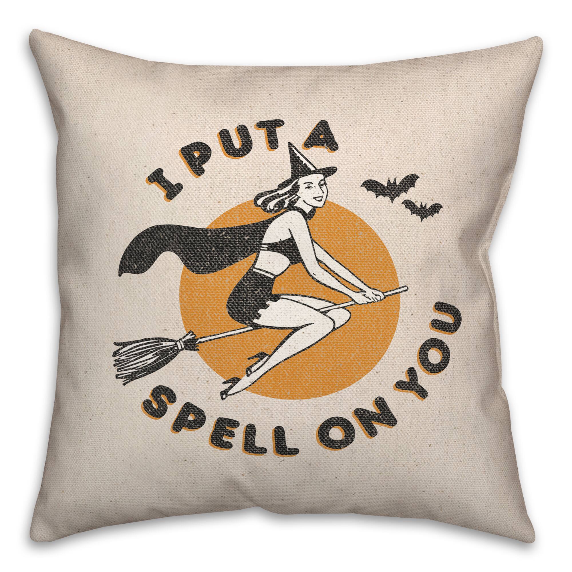 Retro Witch Throw Pillow